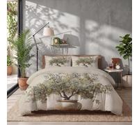 CDXNORA Olive Tree Bonsai Single Duvet Cover Set with 1 Pillowcases | Soft Microfibre Retro Plants Quilt Cover Bedding Set, Zipper Closure, Easy Care - 135x200cm