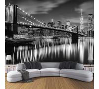 CDXNORA Photo Wallpaper Black 150×105cm Urban Architecture Silk Wall Mural Decoration New York Bridge Print Poster Picture Design Modern Living Room Kitchen Bedroom Wall Mural