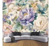 CDXNORA Photo Wallpaper Cream 350×256cm Elegant Flowers Silk Wall Mural Decoration Colored Peony Print Poster Picture Design Modern Living Room Kitchen Bedroom Wall Mural