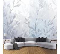 CDXNORA Photo Wallpaper Gray Blue 200×140cm Watercolor Plants Waterproof Silk Wall Mural Forest Leaves Branches Print Decoration for Bedroom Living Room Kitchen TV (Not Self-Adhesive)