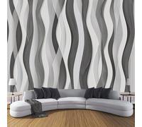 CDXNORA Photo Wallpaper Grey 150×105cm Abstract Waterproof Silk Wall Mural Vertical Wavy Stripes Print Decoration for Bedroom Living Room Kitchen TV (Not Self-Adhesive)