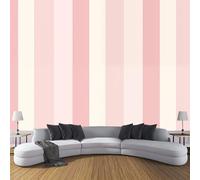 CDXNORA Photo Wallpaper Pink 150×105cm Simple Waterproof Silk Wall Mural Pink and White Vertical Stripes Print Decoration for Bedroom Living Room Kitchen TV (Not Self-Adhesive)