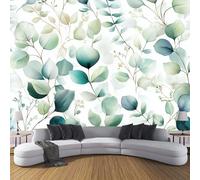 CDXNORA Photo Wallpaper White Green 300×210cm Watercolor Silk Wall Mural Decoration Round Leaves Print Poster Picture Design Modern Living Room Kitchen Bedroom Wall Mural