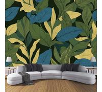 CDXNORA Plant Panoramic Wallpaper Mural, 150×105cm Wall Poster Olive Green Leaf Texture Photo Wallpaper 3D Effect,Green Silk Mural - Poster Decoration for Bedroom Living Room Corridor