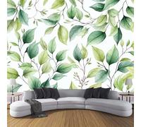 CDXNORA PlantPhoto Wallpaper 150×105cm - Green Wall Mural Deco Premium Silk Watercolor Green Leaves Print Wallpaper for Living Room - Home Decoration Bedroom Kitchen Wall Paper