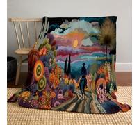 CDXNORA Plants Cacti Flowers Blanket, Soft Cozy Flannel Cowboys Horses Printed Blanket, Lightweight Versatile Colorful Throw Blankets, for Girls Boys Kids Couch Sofa Bedroom Travel 70x100 cm