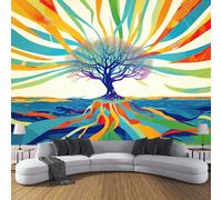 CDXNORA Psychedelic Art Panoramic Wallpaper Mural, 150×105cm Wall Poster Color Line Trees Photo Wallpaper 3D Effect,Colorful Silk Mural - Poster Decoration for Bedroom Living Room Corridor