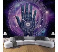 CDXNORA Psychedelic Art silk Wallpaper Mural - Palms Of The Twelve Zodiac Signs Wall Mural silk Photo Wallpaper Bedroom Home Living Room Decoration Poster Wall Covering 350×256cm (W x H) Purple
