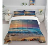 CDXNORA Quilted Bedspread Reversible Beach Starfish Printed, Soft Lightweight Coverlets Single Size Bed, Sofa Throws Blanket Realistic Landscape Summer Cooling Easy Care Orange Color Quilt 140x200 cm