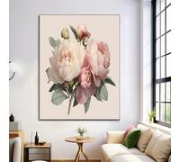 CDXNORA Realistic Flowers Canvas Wall Art Print Pictures for Wall Home Decor, Elegant Peony Poster Artwork, for Bedroom Living Room Corridor Pink Canvas Painting Decoration, 24X36in