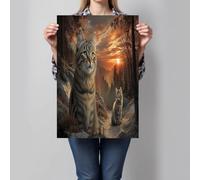 CDXNORA Realistic Wild Animals Canvas Wall Art Print Pictures for Wall Home Decor, Forest Tabby Cat Poster Artwork, for Bedroom Living Room Corridor Brown Canvas Painting Decoration, 16X24in
