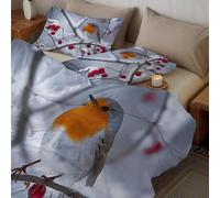 CDXNORA Red Bedspread Super King, Robin Branch Print Quilted Coverlet 3pcs for Adults Teens Room Decor, Realism Nature Soft Breathable Bedspreads Bedding for Bedroom Decor Quilt 264x228 cm