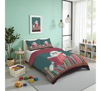 CDXNORA Red Duvet Cover Super King Bedding Set 260x220 cm, Soft Microfiber Cat Reading Print Quilt Covers With Zipper Closure, Hypoallergenic Cartoon Fun Duvet Cover with 2 Pillowcase