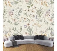 CDXNORA Retro PlantsPhoto Wallpaper 400×280cm - Cream Wall Mural Deco Premium Silk Wildflowers and Leaves Print Wallpaper for Living Room - Home Decoration Bedroom Kitchen Wall Paper