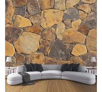 CDXNORA Silk Wall Mural Abstract Photo Wallpaper 350×256cm (WxH),Brown Stone Texture Photo Mural Decor for Living Room, Bedroom, Office and Kids Room, Easy to Install, Brown