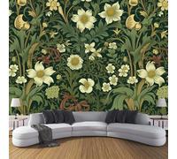 CDXNORA Silk Wall Mural Plants and Flowers Photo Wallpaper 400×280cm (WxH),Tulip Ivy Photo Mural Decor for Living Room, Bedroom, Office and Kids Room, Easy to Install, Yellow Green