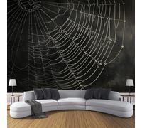 CDXNORA Simple Texture Silk Wall Murals Wallpaper,Spider Web Wall Mural Decorative Wallpapers for Living Room TV Bedroom,350×256cm (W x H) Grey Art Photo Wallpaper 3D Effect
