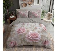 CDXNORA Single Pink Roses Duvet Cover Set | 3D Relief Flowers Print, Soft Microfibre, Zipper Closure, Includes 1 Pillowcases, 135x200cm Bedding Quilt Cover Set