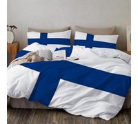 CDXNORA Single Reversible Duvet Cover, Finnish Flag Printed Hypoallergenic Microfiber Quilt Covers, With Patriotic National Style Pattern Duvet Cover With Zipper Closure 135x200 cm