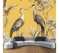 CDXNORA Tropical Plants Silk Photo Wallpaper Mural 350×256cm (WxH), Heron On A Branch Photo Mural Bedroom Living Room Children's Room TV Sofa Background Wall Shop Decoration, Yellow