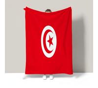 CDXNORA Tunisian Flag Printed Blanket Flannel Blanket, Soft Warm Travel Throw Red Blanket, for Bed Couch Chair Sofa Bedding Office Comfy Bedspread Home Decor 70x100 cm