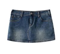 CDXNORA Women's Denim Mini Skirt - Summer Retro Low-Rise A-Line Hip-Pack Short Skirt Fashion Anti-Exposure Skirt Above Knee Special Occasion Slim Fit Office Skirt,Blue,M