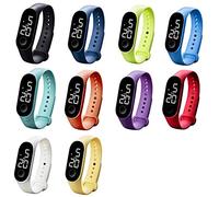 CdyBox 10 Pack 50 Meters Waterproof Led Digital Boys Girls Student Touch Screen Sport Watch Silicone Women Men Wristwatch Gifts, 10 Pack White, Digital