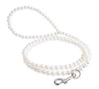 Cdycam 120cm 4ft Custom Pearls Beaded Pet Dog Cat Training Walking Leash Lead Leashes Toy,White