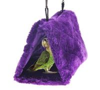Cdycam Plush Pet Bird Hut Nest Hammock Hanging Cage Warm Nest Happy Snuggle Cave Tent (Medium, Purple)