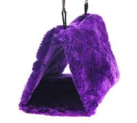 Cdycam Plush Pet Bird Hut Nest Hammock Hanging Cage Warm Nest Happy Snuggle Cave Tent (Small, Purple)