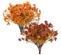 cdymrl 12 Bundles Artificial Fake Fall Plants Flowers for Outdoor Decoration,Faux Silk Colorful Daisy UV Look Real No Fade for Front Door Porch Patio Yard Balcony Autumn Decor(Orange Red)