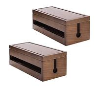 cdymrl 2X Cable Management Box Wooden Cord Organizer Box for Extension Cord Power Stripe Surge Protector Wire (Coffee Color)