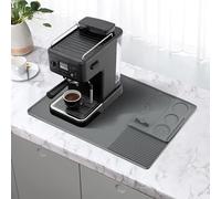 cdymrl Silicone Coffee Mat with Convex Edge (Gray),Large Silicone Coffee Mat,24''x16'' Drying for Kitchen Counter, Bar Quick-Drying Worktops Protector Machine Accessories