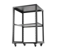 CDZHLTG 15U 19 Open Frame Server Rack, 19in Network Rack 4 Post AV Rack with Wheels, Rolling Rack for Computer/AV/Data/IT Equipment - Casters