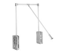 CDZHLTG Pull Down Wardrobe Rail Lift, Clothes Hanging Rail For Wardrobe, 20KG Capacity, Soft Close, Adjustable Width 839-1210mm Silver
