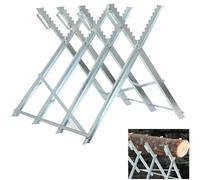 CDZHLTG Sawhorse Heavy Duty Metal Saw Horse Folding Serrated Edge Saw Horse Galvanised Metal Workbench Timber Cutting Chainsaw Holder 150 kg Capacity