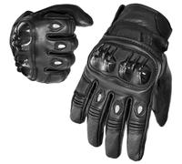 CE Cat 1 Motorbike Short Cuff Motorcycle Gloves, Vented, Soft Leather, Ski Snow Multi-Sports Design, Hard Knuckle Impact Resistance, Unisex (Short Cuff Biker, XXL)