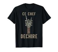 Ce Chef Dechire Squelette Gothique Rocker Guitare Musique T-Shirt