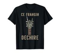 Ce Frangin Dechire Squelette Gothique Rocker Guitare Musique T-Shirt
