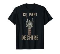 Ce Papi Dechire Squelette Gothique Rocker Guitare Musique T-Shirt