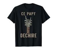 Ce PAPY Dechire Squelette Gothique Rocker Guitare Musique T-Shirt