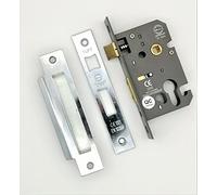 CE Rated-Euro Profile Mortice Door Lever Sash Lock Case Cylinder Keyhole 2.5/3" (Chrome, 3 Inch)