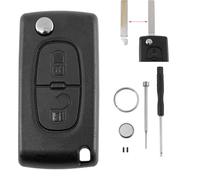 CE0523 2 Button Car Key Shell for Citroen C3 Picasso C-Crosser C2 C3 C4 Aircross Dispatch C8 Peugeot 308 207 307 807 with VA2 Blade Battery CR1620 Pin Removal Tool