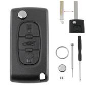 CE0523 For Peugeot 207 307 308 407 607 and Citroen C2 C3 C4 C5 C6 3 Buttons Car Key Fob Case with HU83 Blade and Pin Removal Tool Battery CR1620