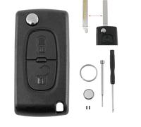 CE0536 For Citroen Berlingo 2009-2016 and For Peugeot Partner 2009-2016 2 Buttons Car Key Fob Case with VA2 Blade and Battery CR1620 Pin Removal Tool