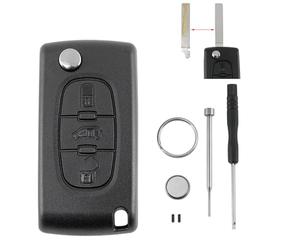 CE0536 For Peugeot Partner For Citroen Berlingo For Citroen Dispatch For Toyota Proace 3 Buttons Car Key Fob Case Shell with VA2 Blade and Battery CR1620 Pin Removal Tool