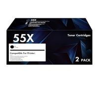 CE255X 55X P3015 Toner Cartridge Black 2 Pack Compatible Replacement for HP 55X 55A CE255X CE255A Toner for P3015 P3015dn P3015x Pro 500 MFP M521dn M521dw M521 M525 Printer Ink