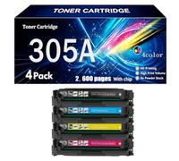 CE410A CE411A CE412A CE413A 305A Compatible 4-Color Toner Cartridge Replacement Set for HP - For LaserJet Enterprise 300 M451dw M475dn M375nw,4pack