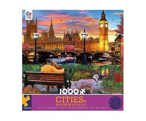 Ceaco - On The Thames in London - 1000 Piece Jigsaw Puzzle for Adults | Art by David Maclean, Made in USA, Finished Size 26.6 x 19 in, Includes Poster, Giftable, Frameable Art