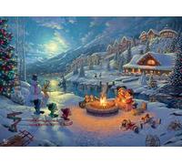 Ceaco - Thomas Kinkade Disney Holiday 1000 Piece Jigsaw Puzzle, Mickey and Minnie Christmas Lodge